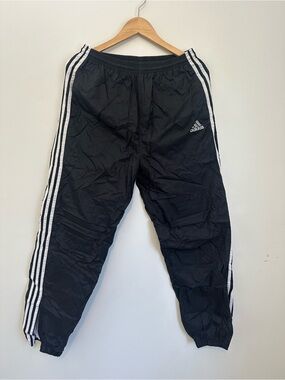 Adidas Black Track Pants with White Stripes